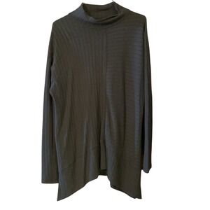 APT. 9 Olive Green Ribbed Knit Mock Neck Long Sleeve Asymmetrical Tunic‎ Top L